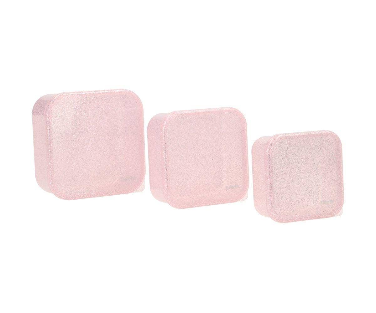 3 rosa Lunchboxen mit glitzernden Pailletten