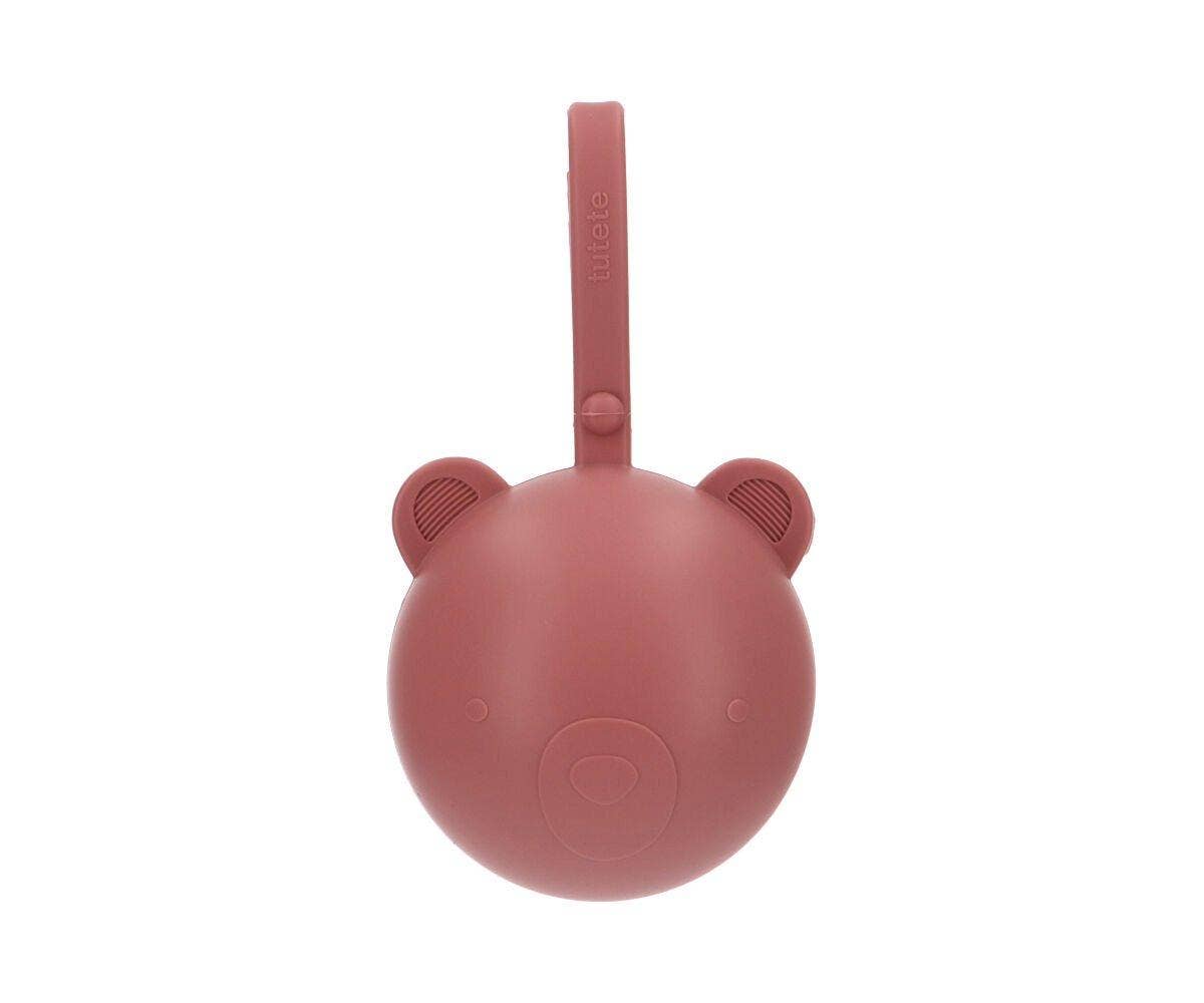 Schnullerhalter aus Silikon, rosa Bär Dust