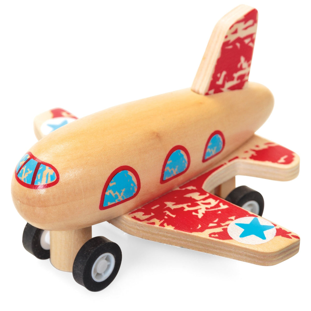 Avion en Bois à Friction – Modèle Assorti