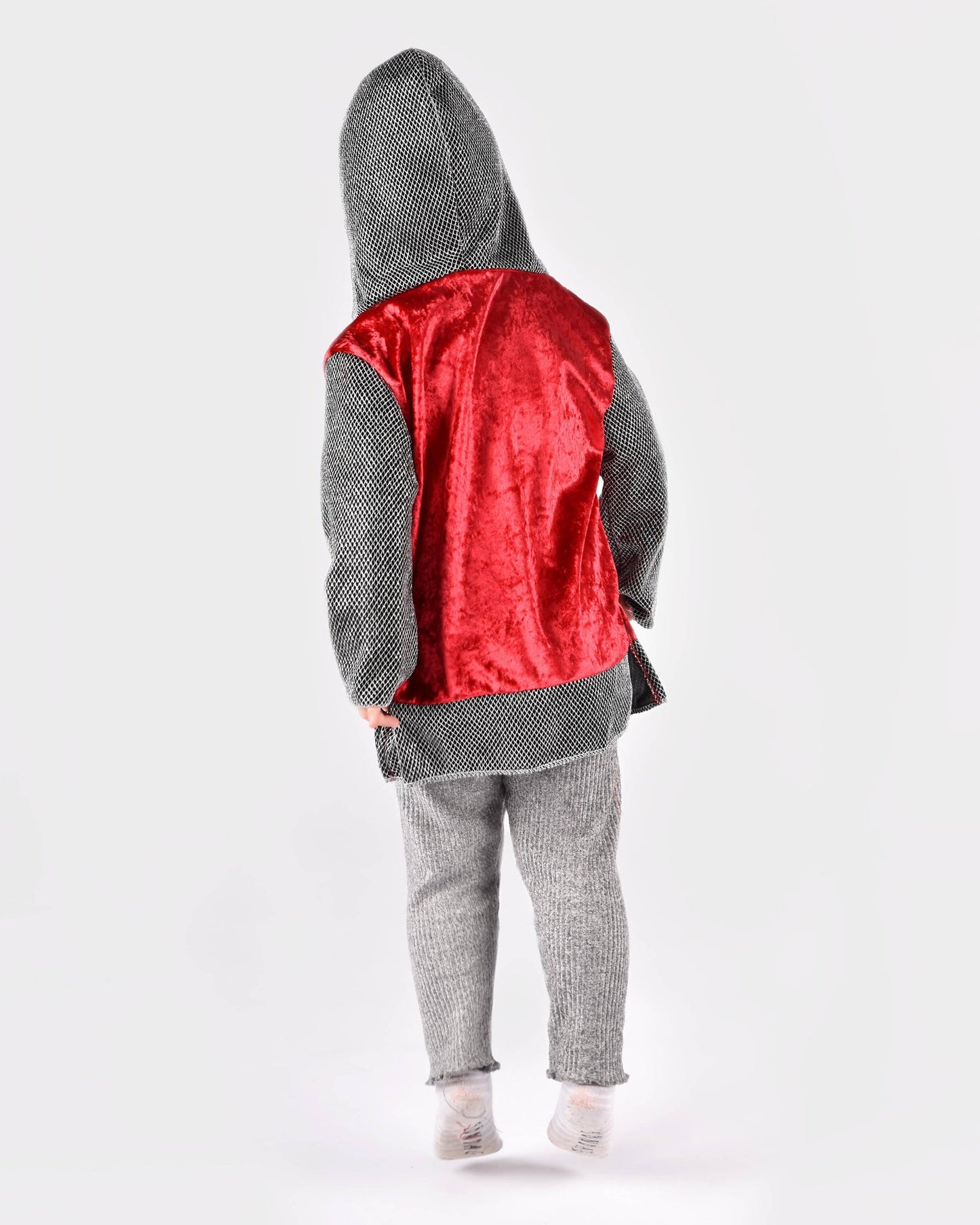 Tunique Chevalier rouge avec capuche 98-104 cm 2-4 ans