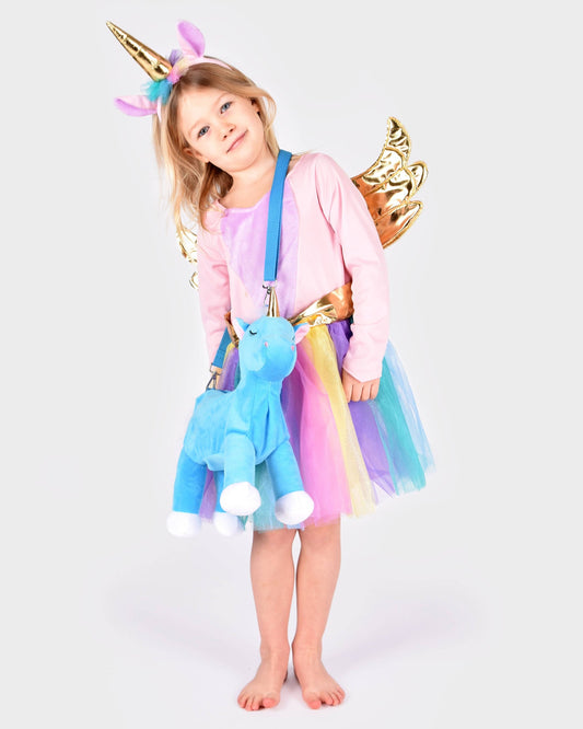 Einhorn Tasche mit Reißverschluss und verstellbarem Schulterriemen 45 cm