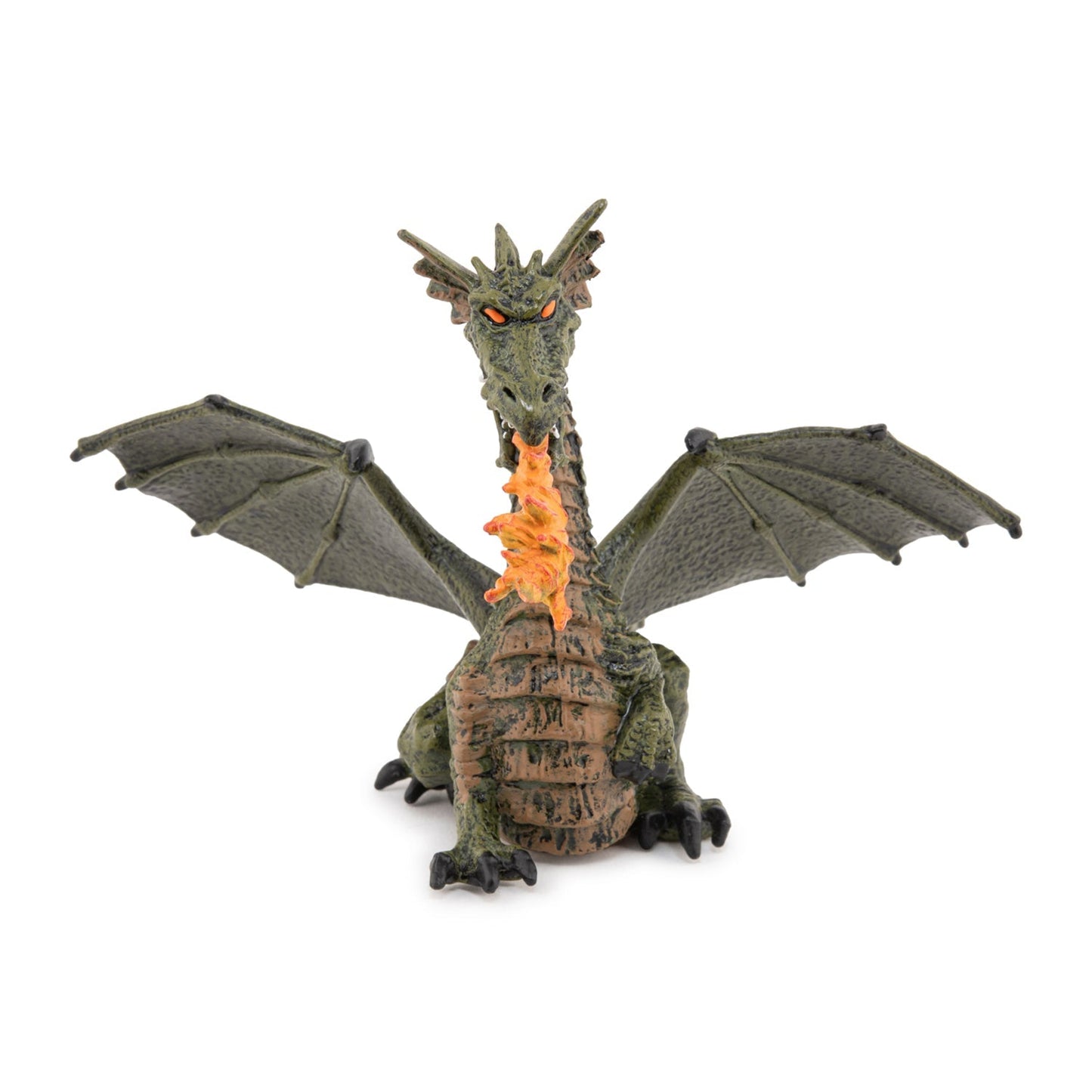Figurine Dragon ailé vert avec flamme