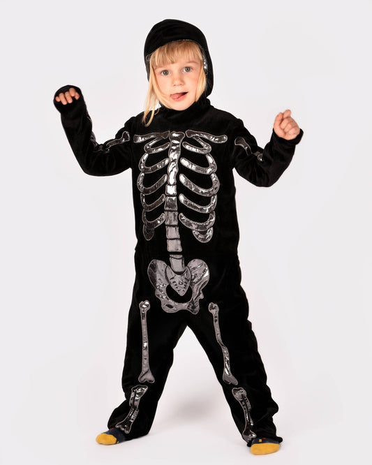 Deluxe Skelett-Overall 110 cm für Kinder von 4-5 Jahren
