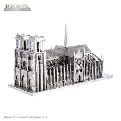 MetalEarth: ICONX - NOTRE DAME 8x11,7x5cm, maquette 3D en métal avec 2 feuilles, en boîte 13,5x22x2cm, 14+