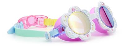 Bling2o LUNETTES DE NATATION: DANDY - Fleur Blanche, multicolore, silicone, sangle réglable, Protection UV à 100 %, anti-buée, en boîte de rangement transparente, 6+