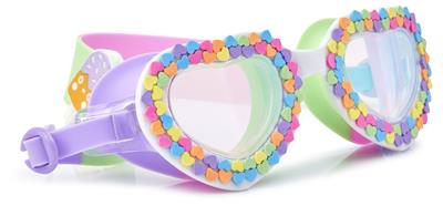 Bling2o LUNETTES DE NATATION: VALENTINE - U Rock Arc-en-Ciel, multicolore, silicone, sangle réglable, Protection UV à 100 %, anti-buée, en boîte de rangement transparente, 6+