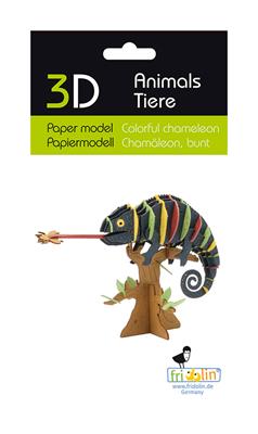 3D-Papiermodell - Buntes Chamäleon