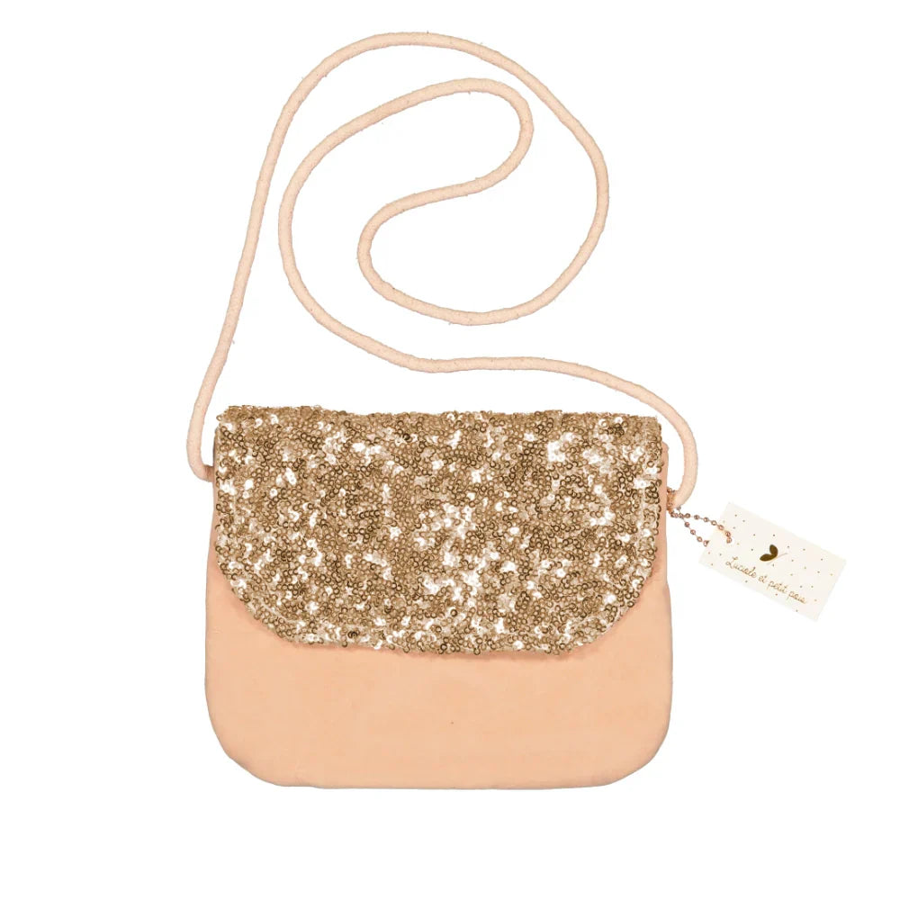 Sac à main enfant en velours et sequins dorés - Luciole et Petit Pois - photographie 2