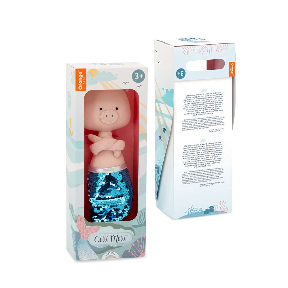 Plüschtier aus Baumwolle, Nicky das Schweinchen: Meerjungfrau – 29 cm – ab 3 Jahren