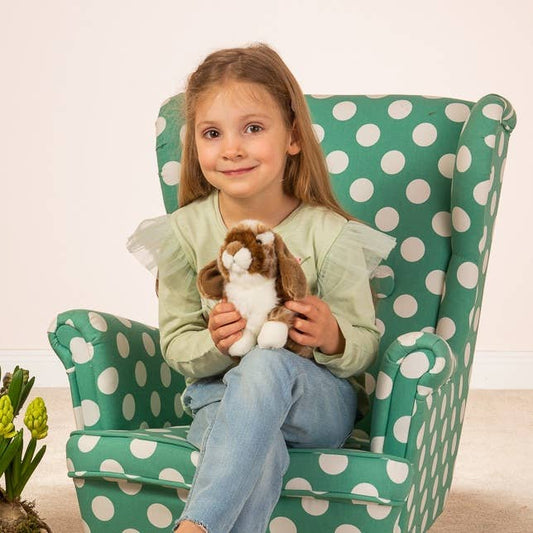 Peluche Lapin assis marron foncé et blanc-