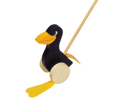 Animal à pousser: CORBEAU H19cm, manche L60cm, 1+