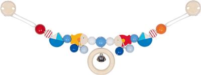 Goki Baby Hochet pour Landau: BATEAU, POISSON L40cm, avec clips, en bois, en boîte fenêtre