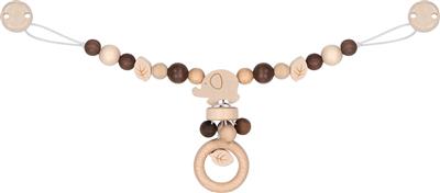 Goki Baby Hochet pour Landau: ÉLÉPHANT L40cm, avec clips, en bois, en boîte fenêtre