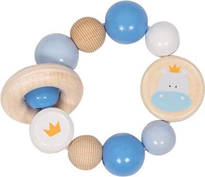 Goki Baby Hochet: HIPPO diam.8,5cm, avec élastique, bois, en boîte fenêtre