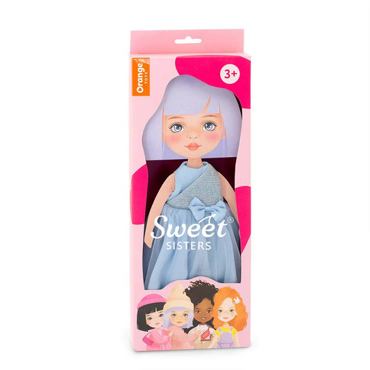 Bekleidungsset: blaues Satinkleid - 28 cm