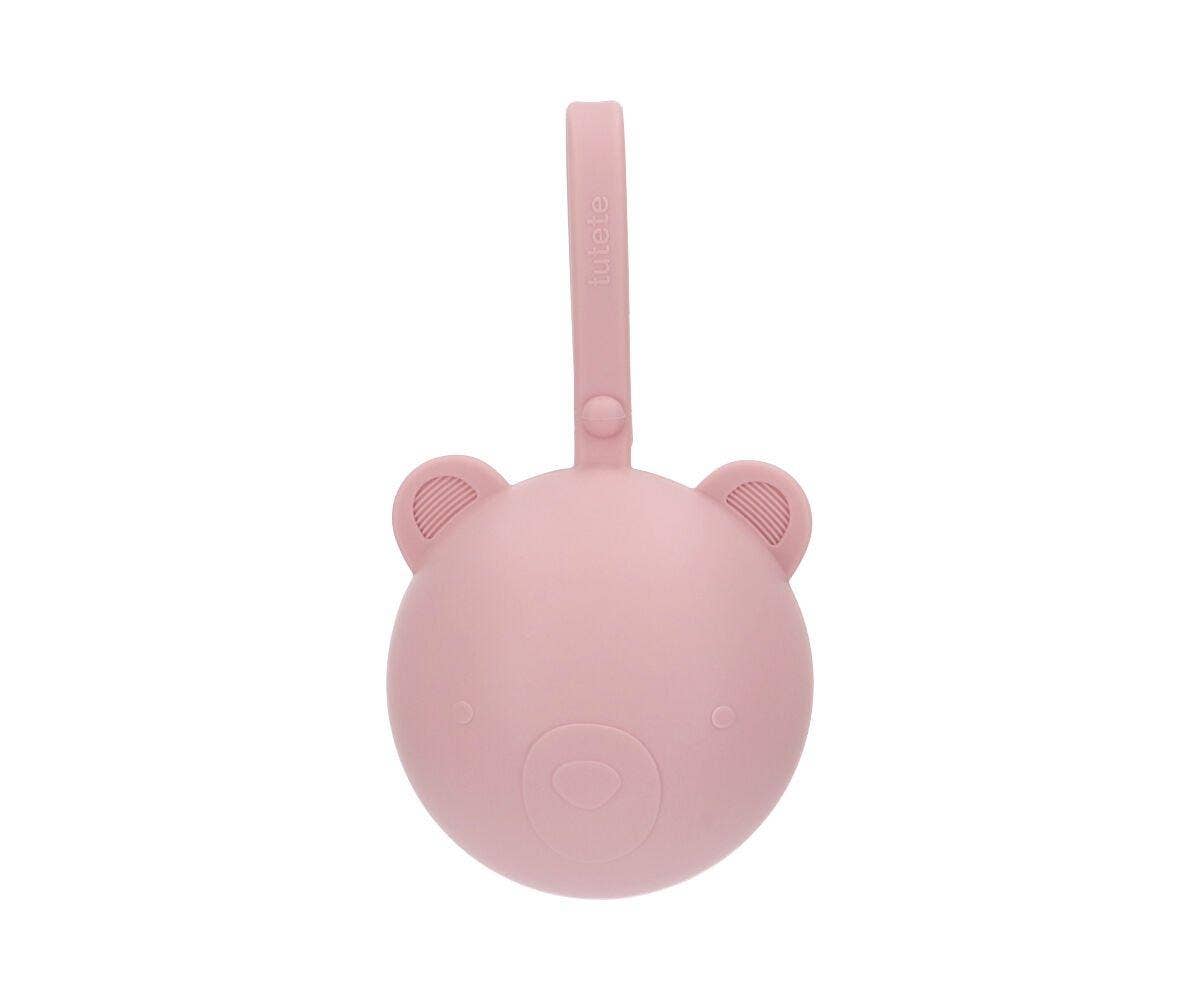 Schnullerhalter aus Silikon, rosa Bär