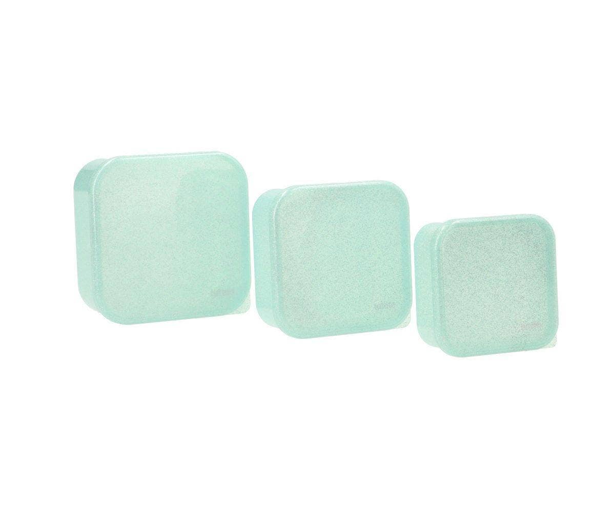 3 Boîtes à Déjeuner Aqua Paillettes Turquoise