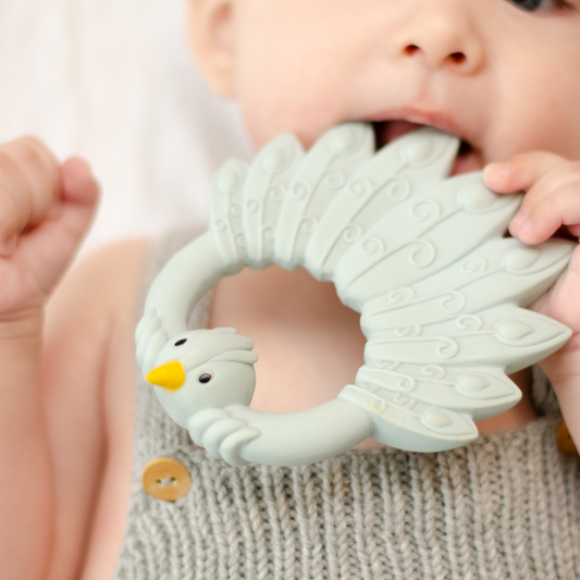 Sky Blue Peacock Teething Ring
