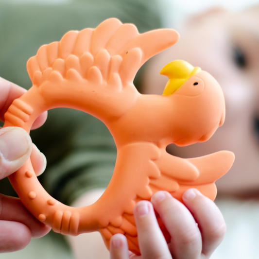 Orange Parrot Teething Ring