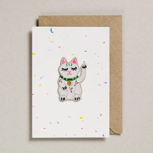 Carte de vœux Patch Chat Chanceux