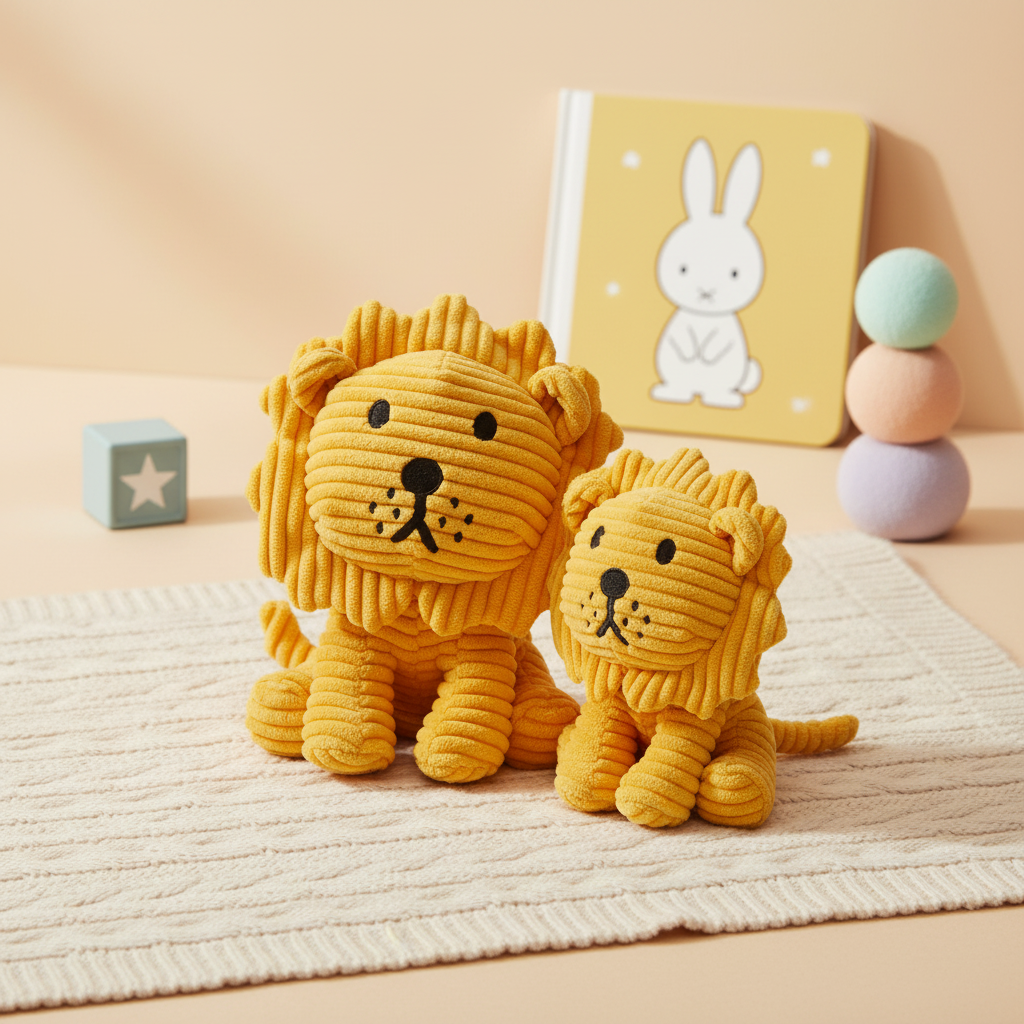 Peluche Lion Velours Côtelé – visuel produit