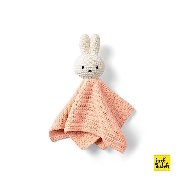 Doudou en crochet Miffy rose pastel - Just Dutch