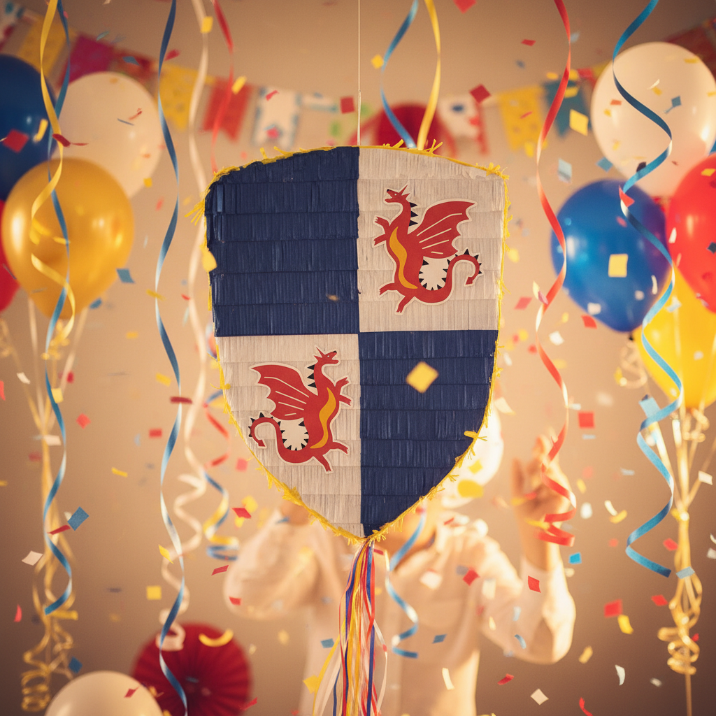 Piñata mit Ritterschild