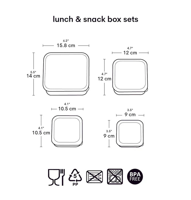 Pack of 4 Snack and Lunch Boxes - Bear