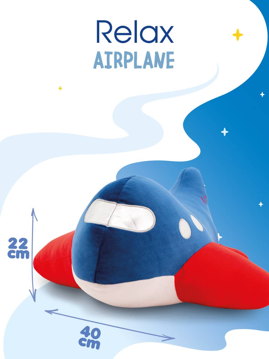 Coussin peluche avion 40 cm