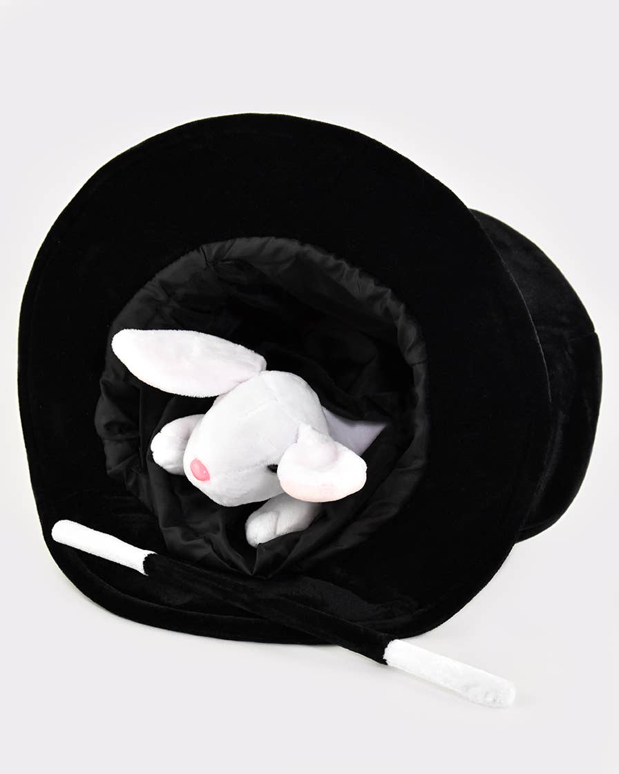 Zaubererhut mit Hase und Zauberstab, größenverstellbar