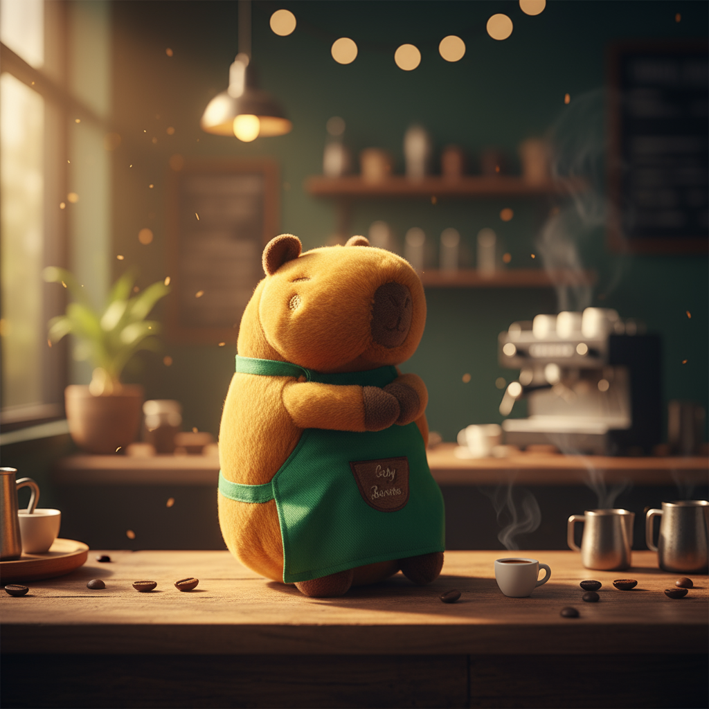 Capybara Barista Plüschtier
