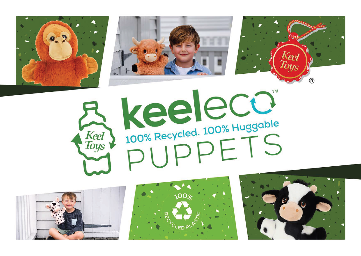 Visuel promotionnel Keeleco Handpuppets avec animaux et logo Keel Toys