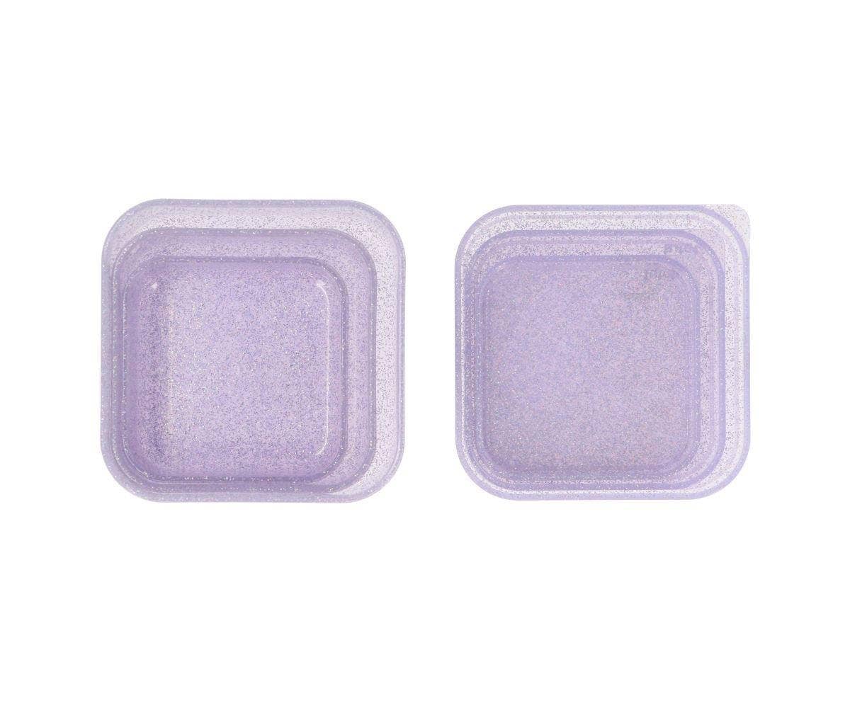 3 lilafarbene Lunchboxen mit Pailletten