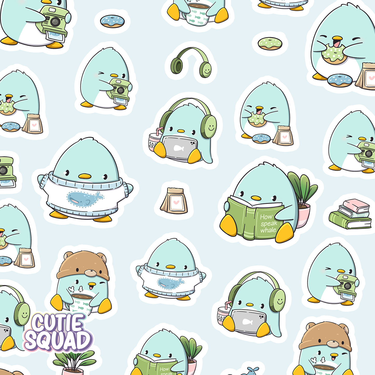 Stickerbögen Pinguine & Wale