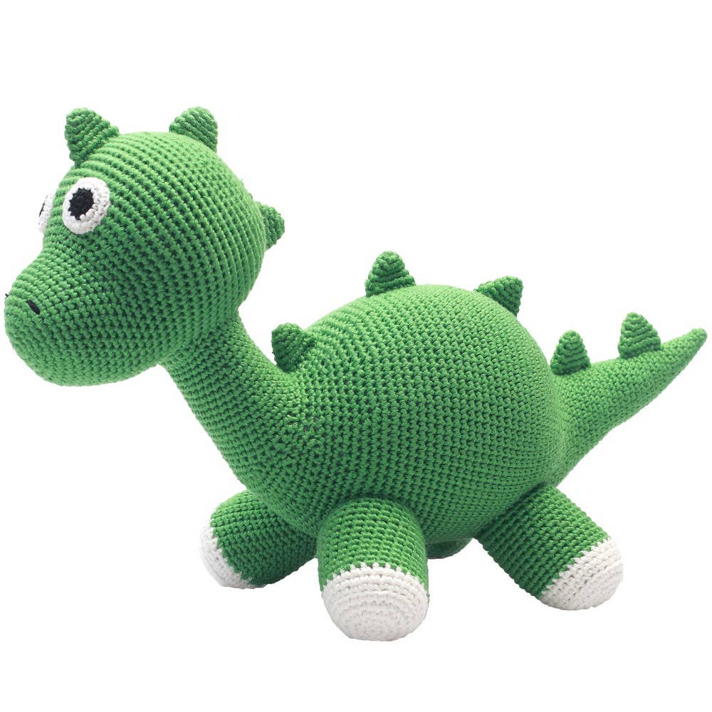 Gehäkelter grüner Dinosaurier als Stofftier