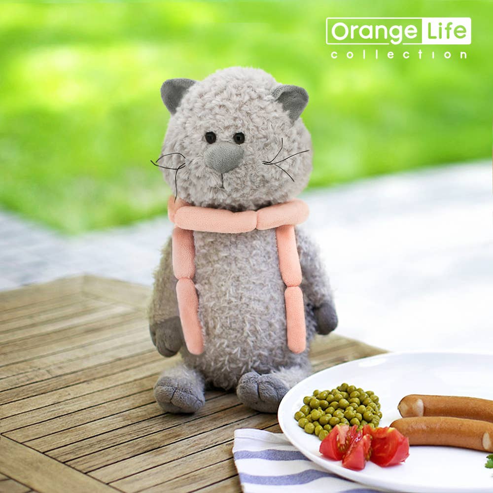 Buddy, die Katze, Plüschtier mit Würstchen, 25 cm