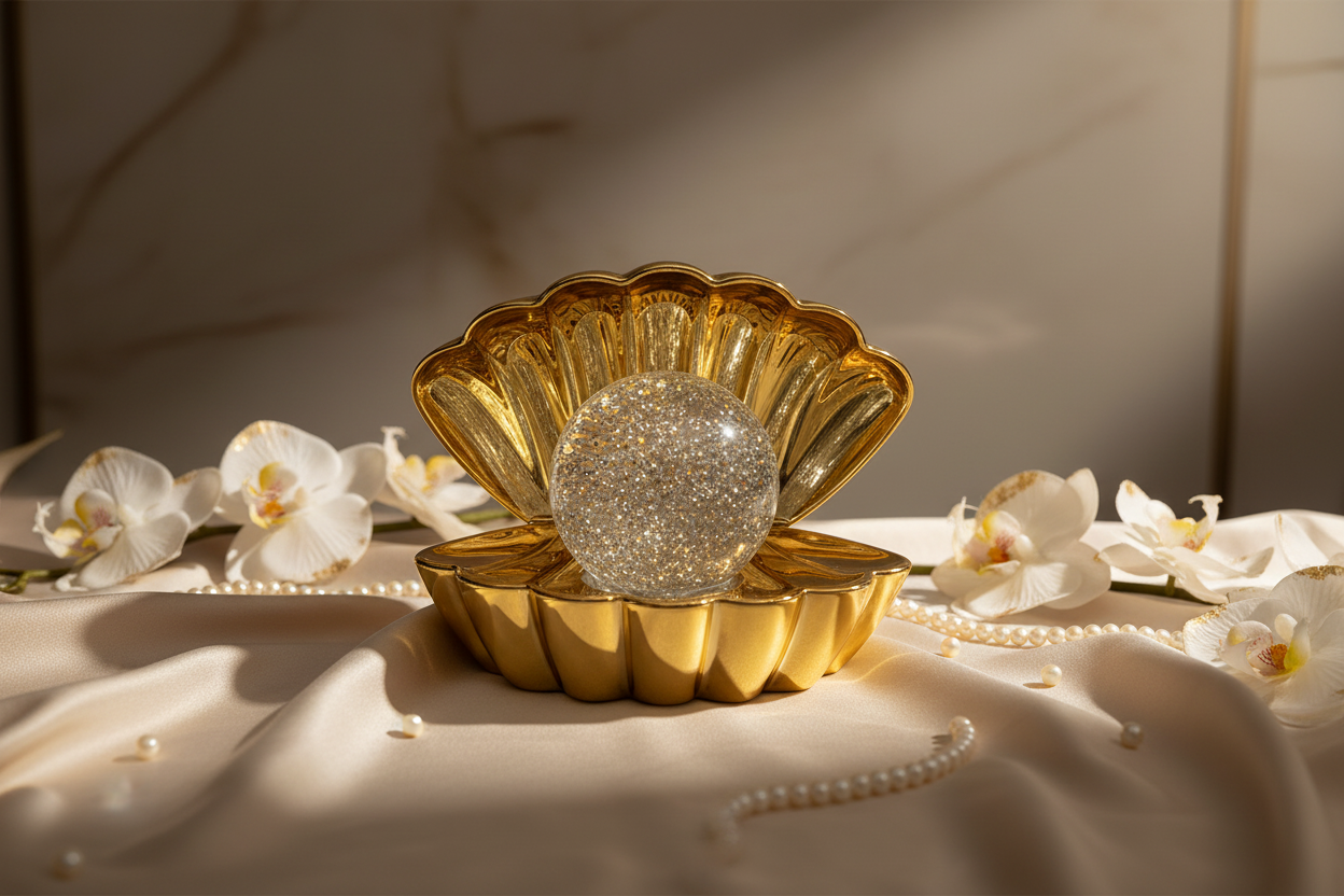 Goldene Muschelleuchte