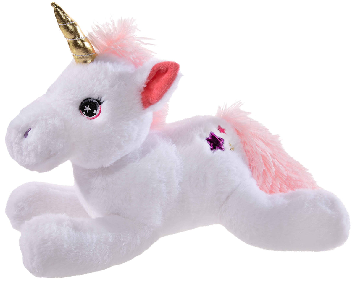 Peluche Licorne blanche couchée L - 40 cm