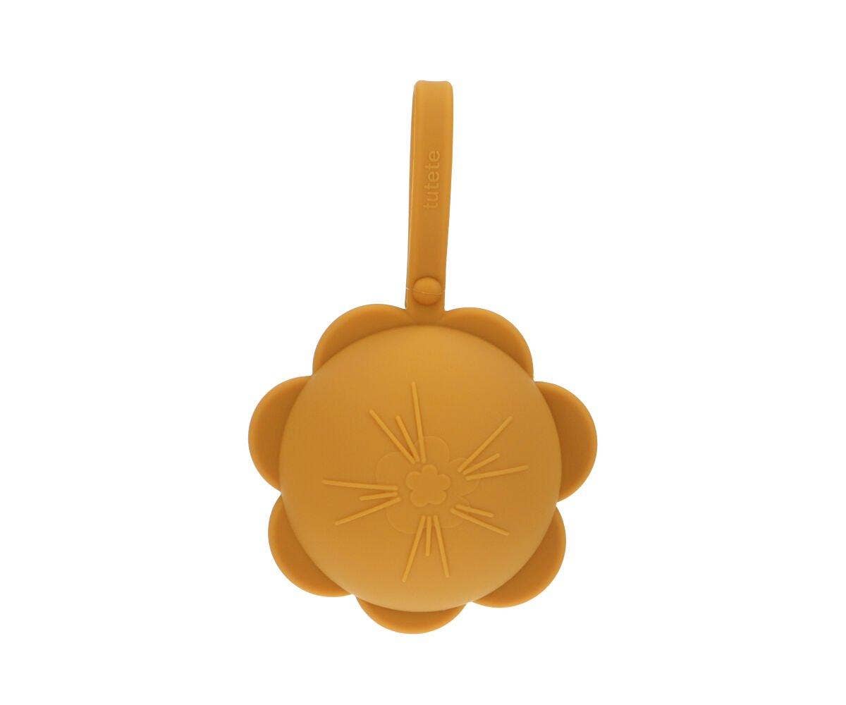 Mustard flower silicone pacifier clip
