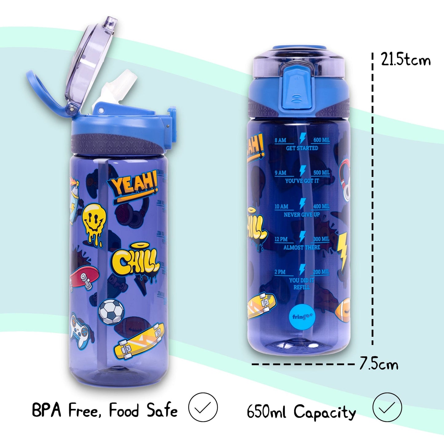 Straw Bottle – Navy Doodle