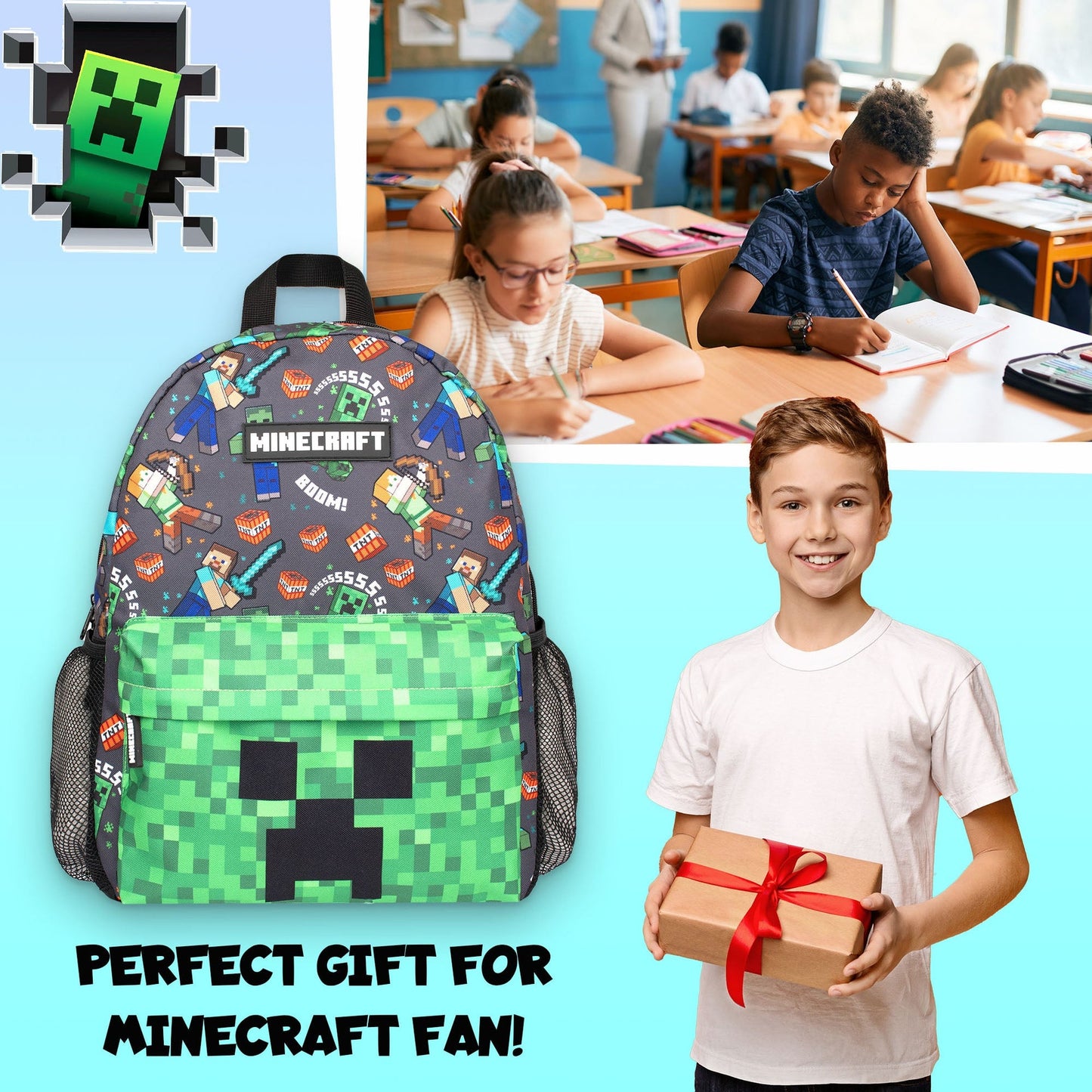 Grand scolaire enfant Sac à dos – Minecraft