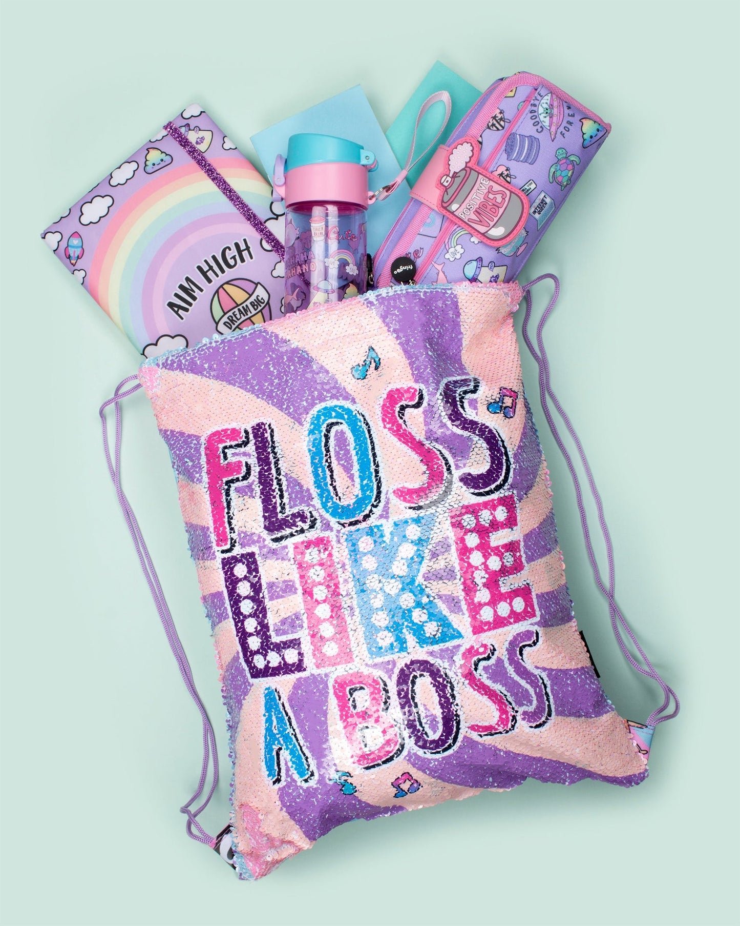 À sequins Drawstring Sac à dos – Floss Like a Boss