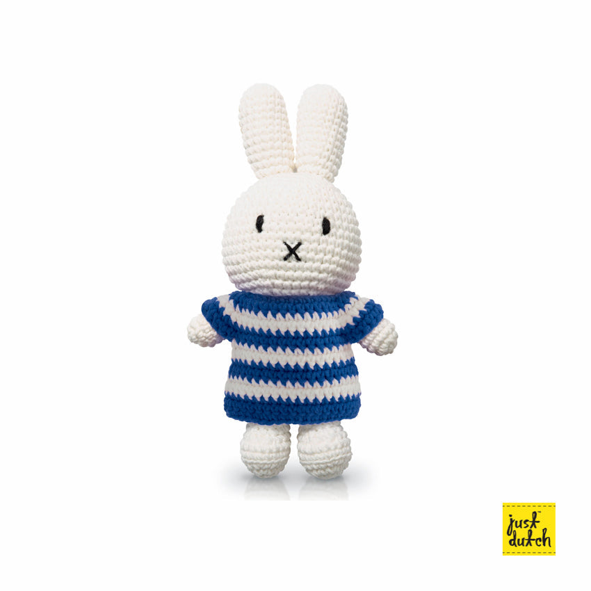 Peluche Miffy robe rayée bleue - Just Dutch