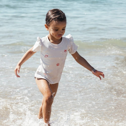 Swimming T-Shirt Short Sleeves - White - White Pearl