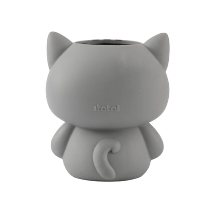 3D Grey Cat Pen Holder