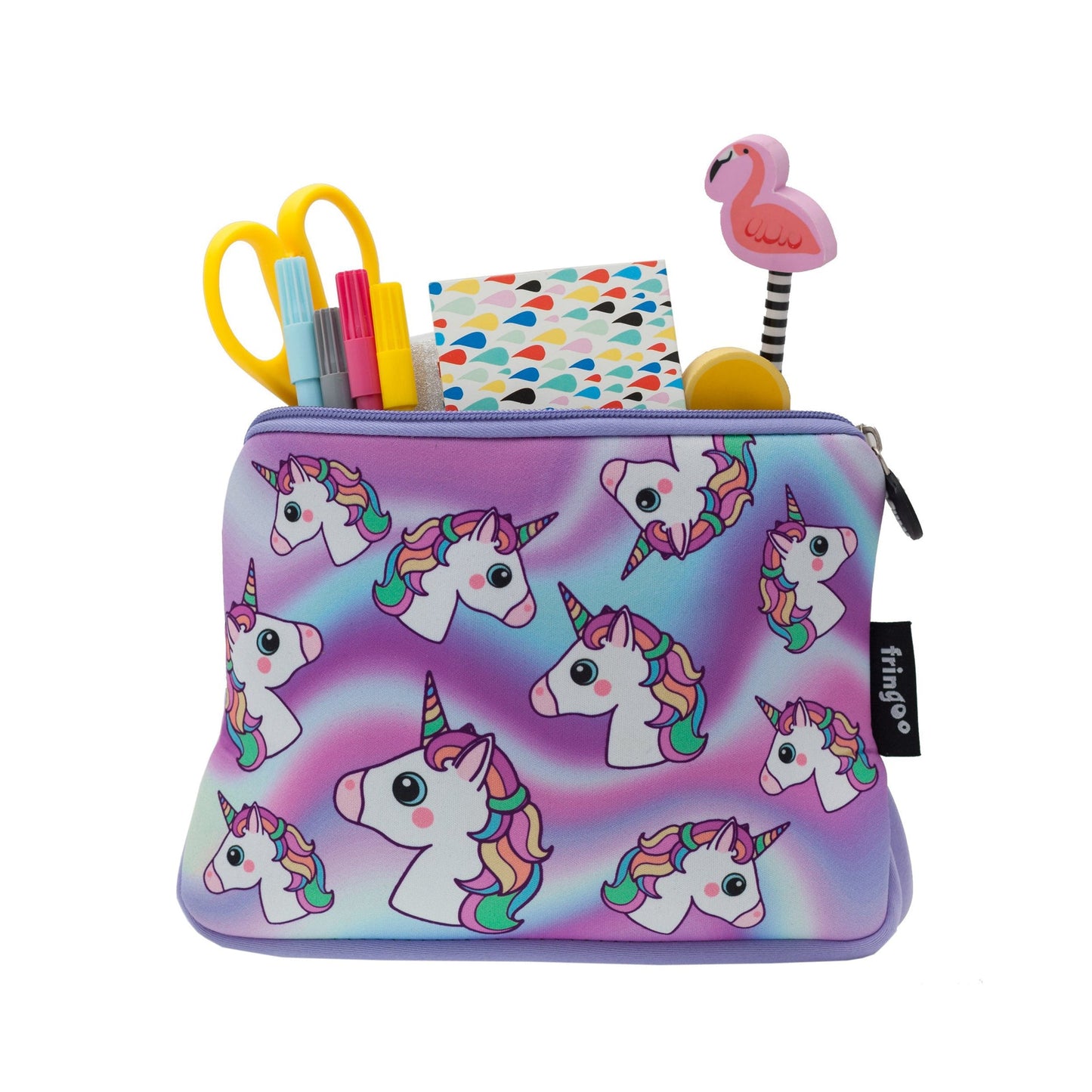Grande trousse scolaire imprimée – holographique licornes