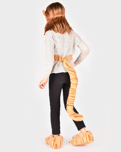 Tiger-Hausschuhe Größe EU 30-34 + Maske und Schwanz