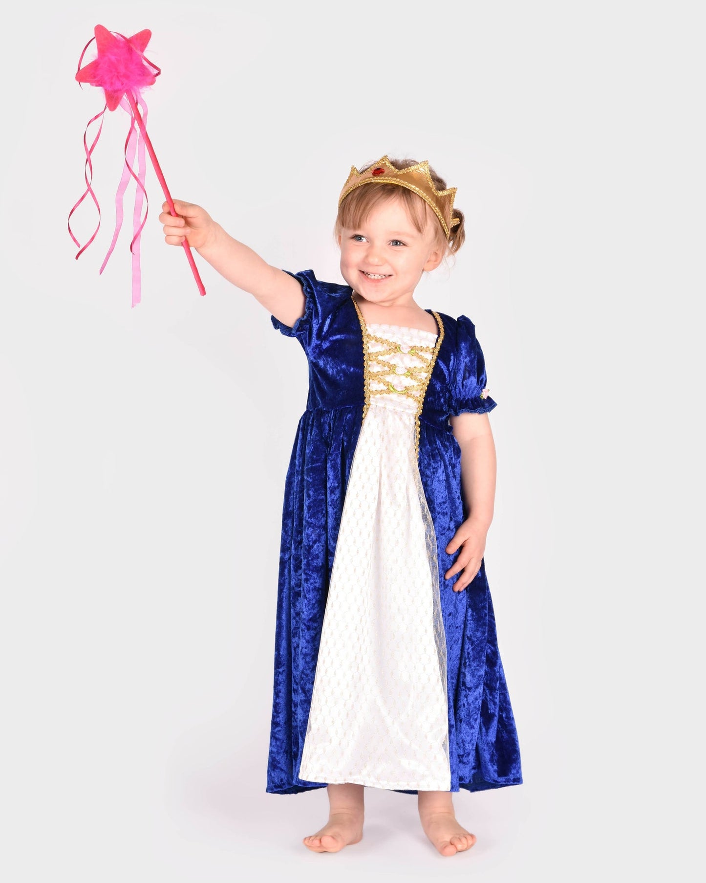 Blaues Prinzessinnen-Samtkleid Größe 110-116 (4-6 Jahre)