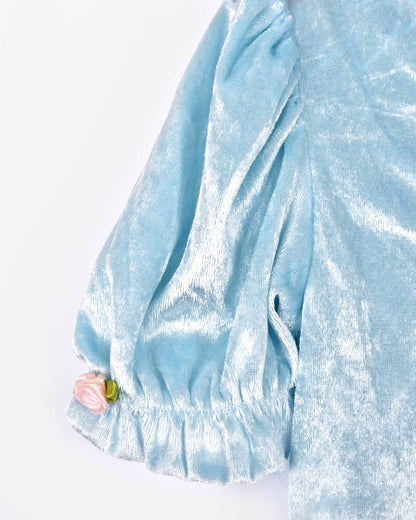 Light blue velvet princess dress size 122-128 cm 6-8 years