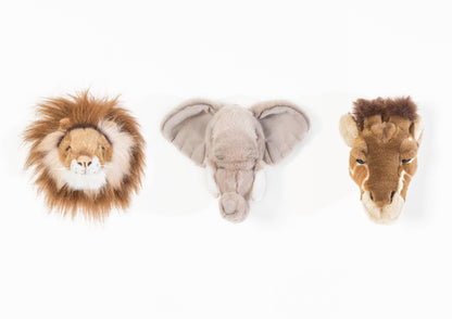 Mini Plush Animal Head Wall Decor: Safari Set